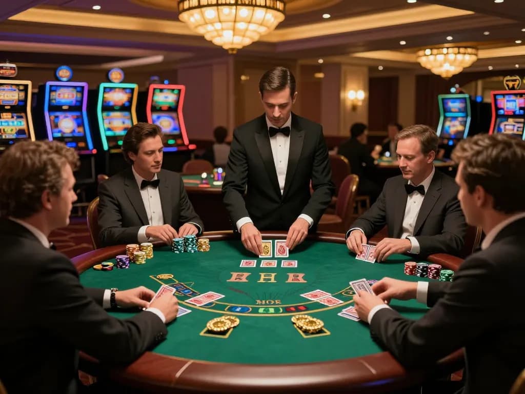 Players enjoying a thrilling blackjack game with sc88 styled cards at a luxurious casino.