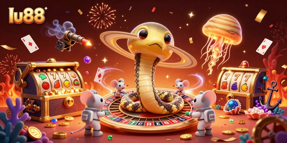 Experience the excitement of lu88 with astronaut mice betting on the cosmic roulette wheel.