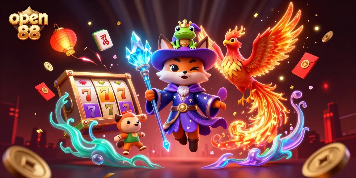 Engage in the vibrant world of open 88, exploring a magical 3D casino realm filled with exciting slots and enchanting creatures.
