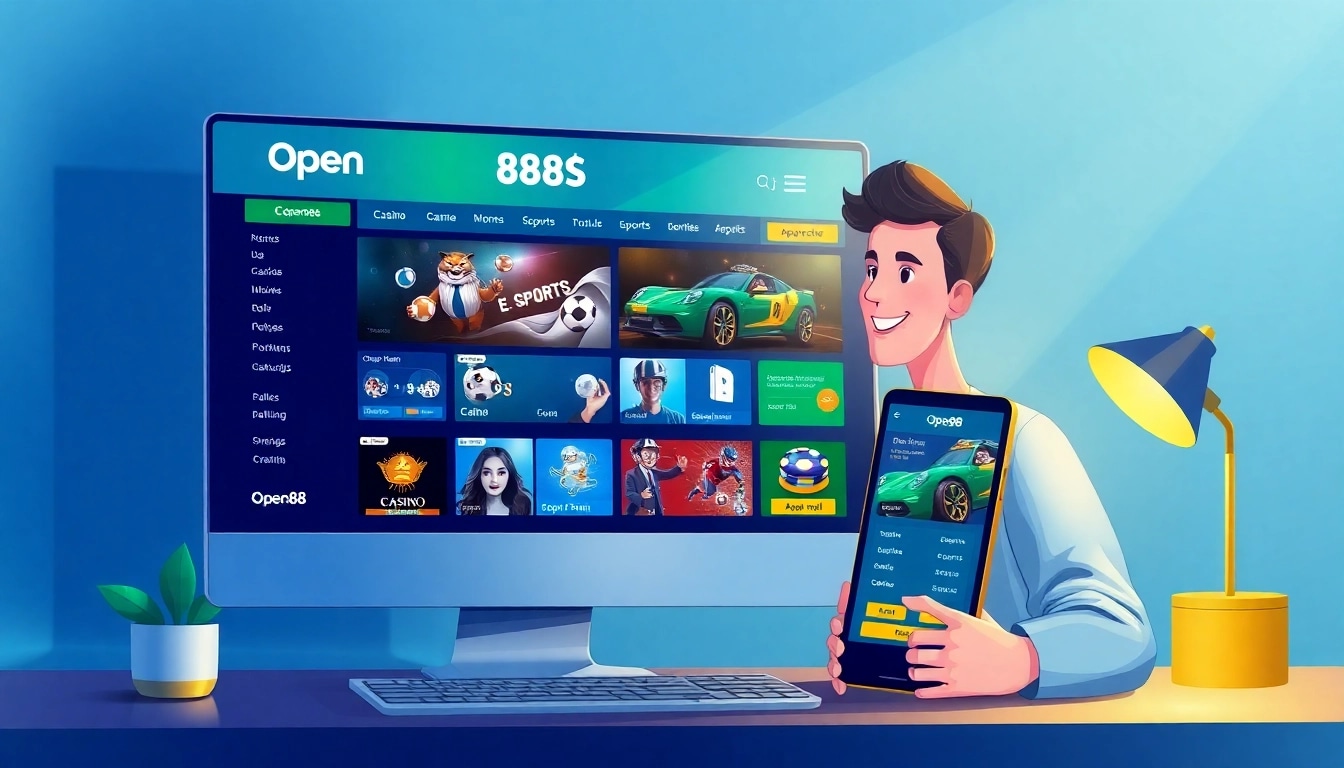 Engaging scene of a user registering on Open88, showcasing the platform's vibrant interface.
