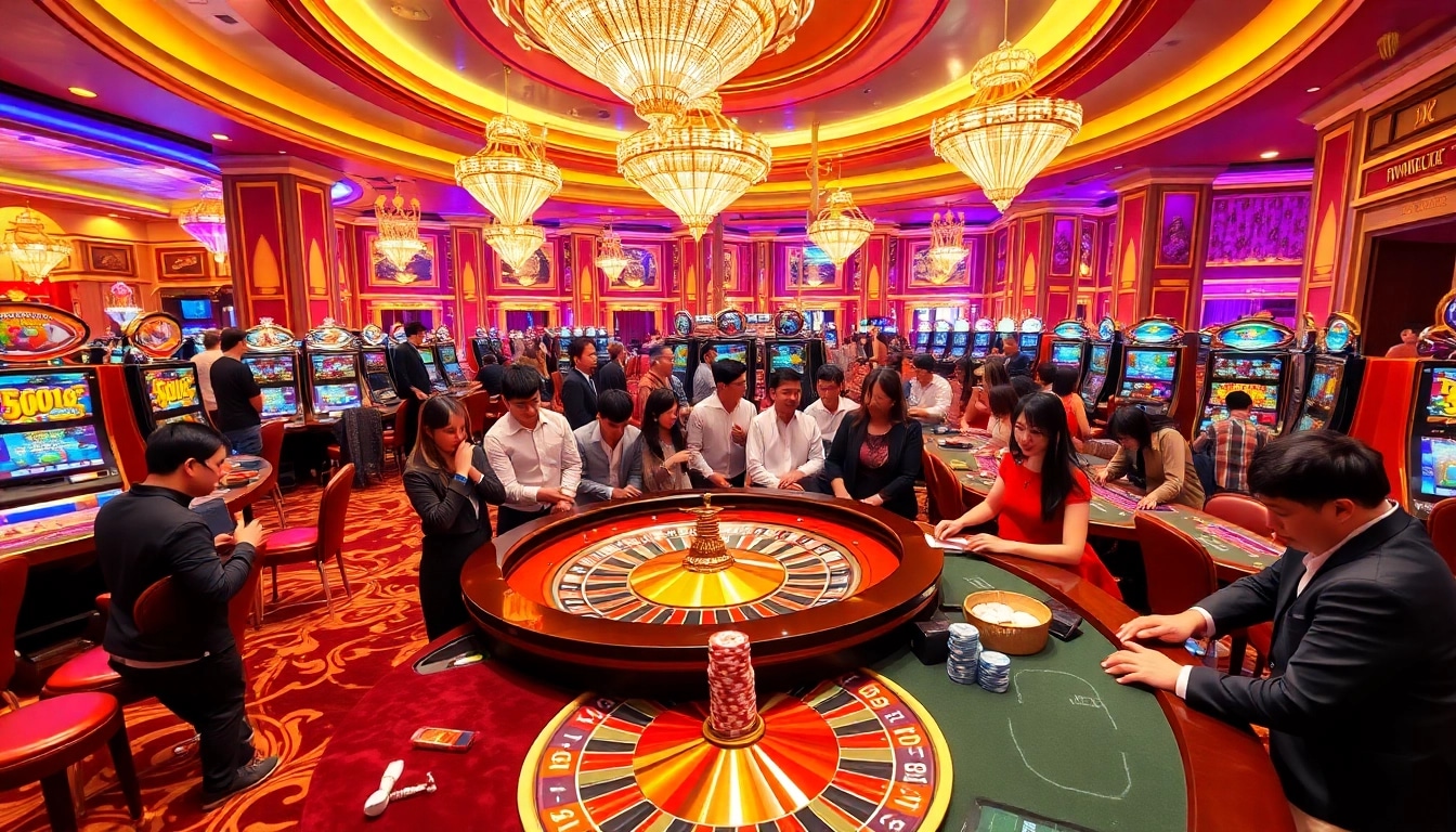 Engaging players at Trang Chủ C168 casino with vibrant tables and luxurious games.