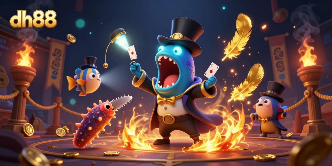 Engage in thrilling card tricks at dh88 featuring magical deep-sea creatures in an underwater casino.