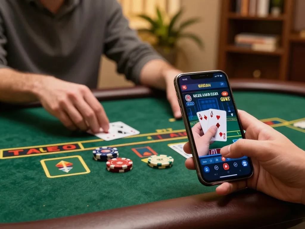 Engaging online poker gameplay on smartphone at 68 Game Bài, showcasing the excitement of mobile gaming