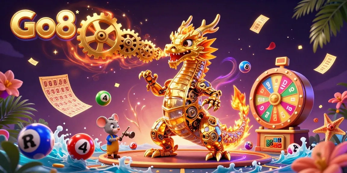 Go8 offers an exciting gaming atmosphere with a vibrant 3D dragon and dynamic lottery elements.