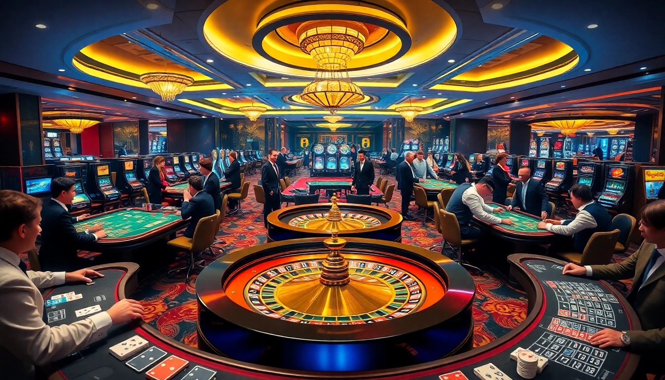 Players enjoying games at a luxurious casino, highlighting the thrill of lu88 gambling experiences.