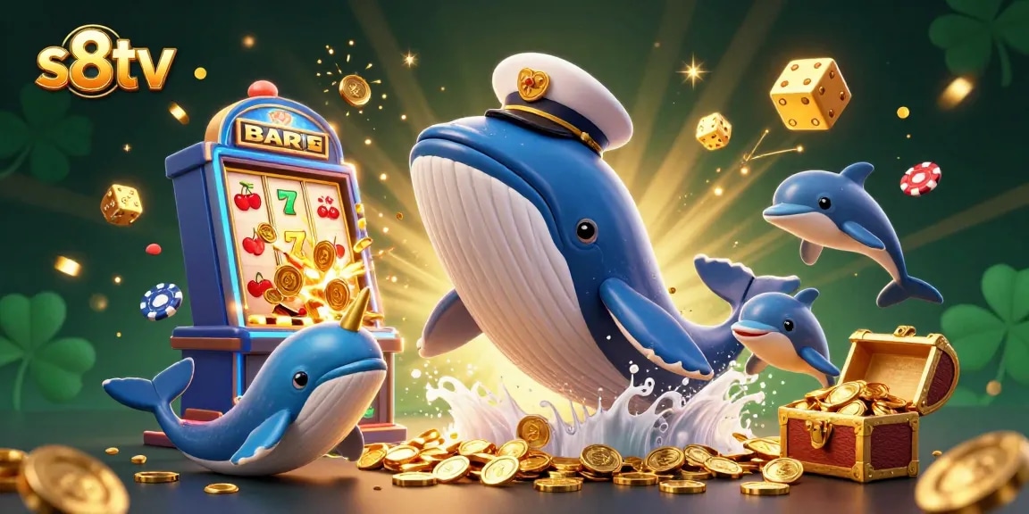 Experience thrilling gaming action with s8tv, featuring colorful coins and dynamic characters.