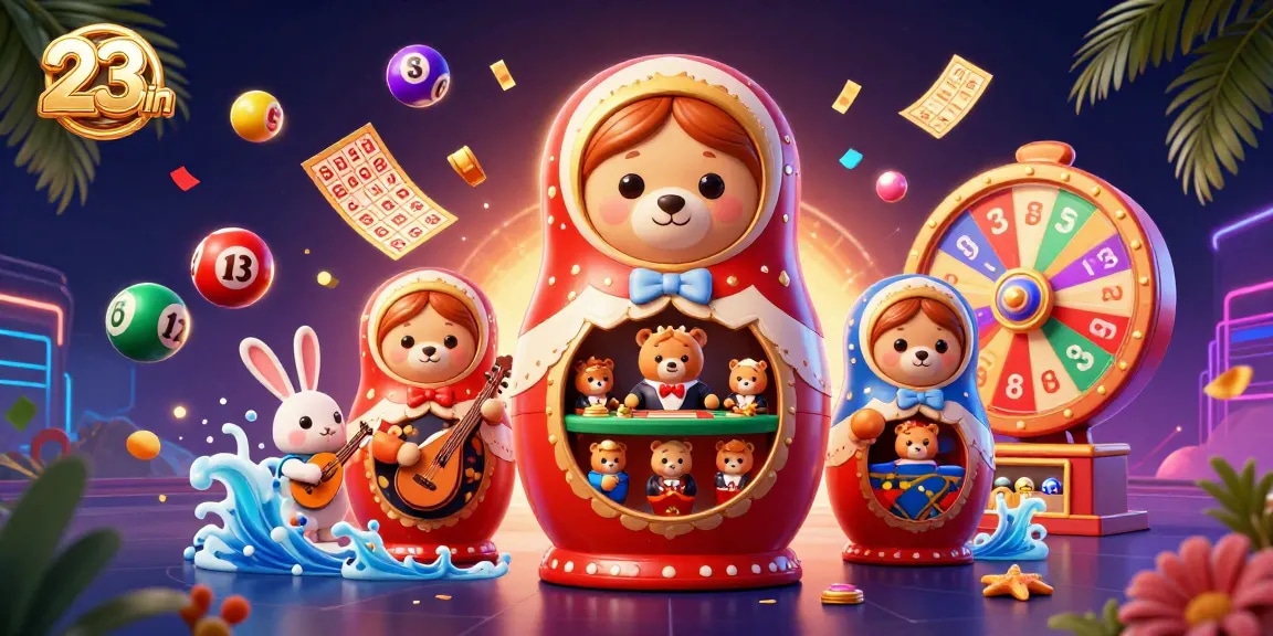Experience the vibrant world of 23win with playful casino characters and stunning game elements.