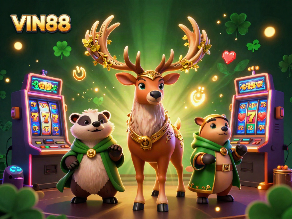 Join the fun at VIN88 with vibrant slot games, lucky symbols, and enchanting characters in a magical casino realm.