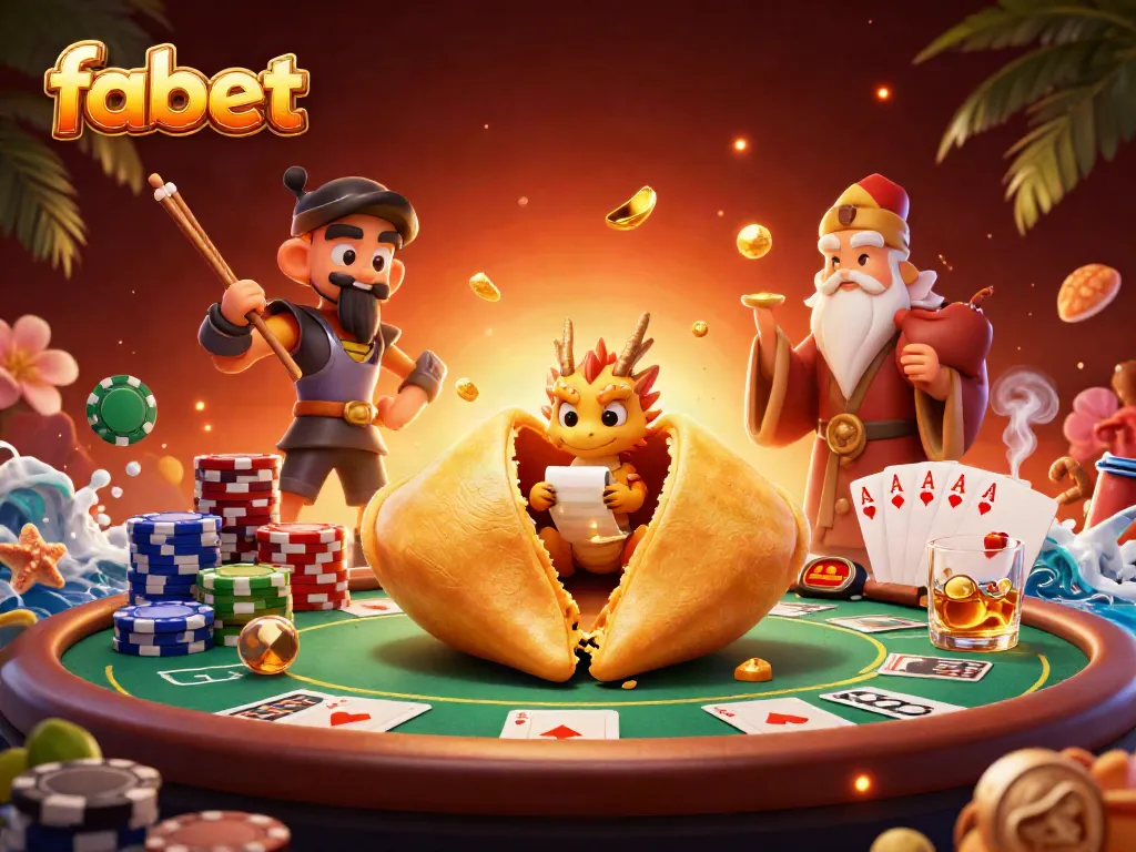 Experience thrilling gambling action with fabet's unique golden fortune cookie scene in colorful 3D.