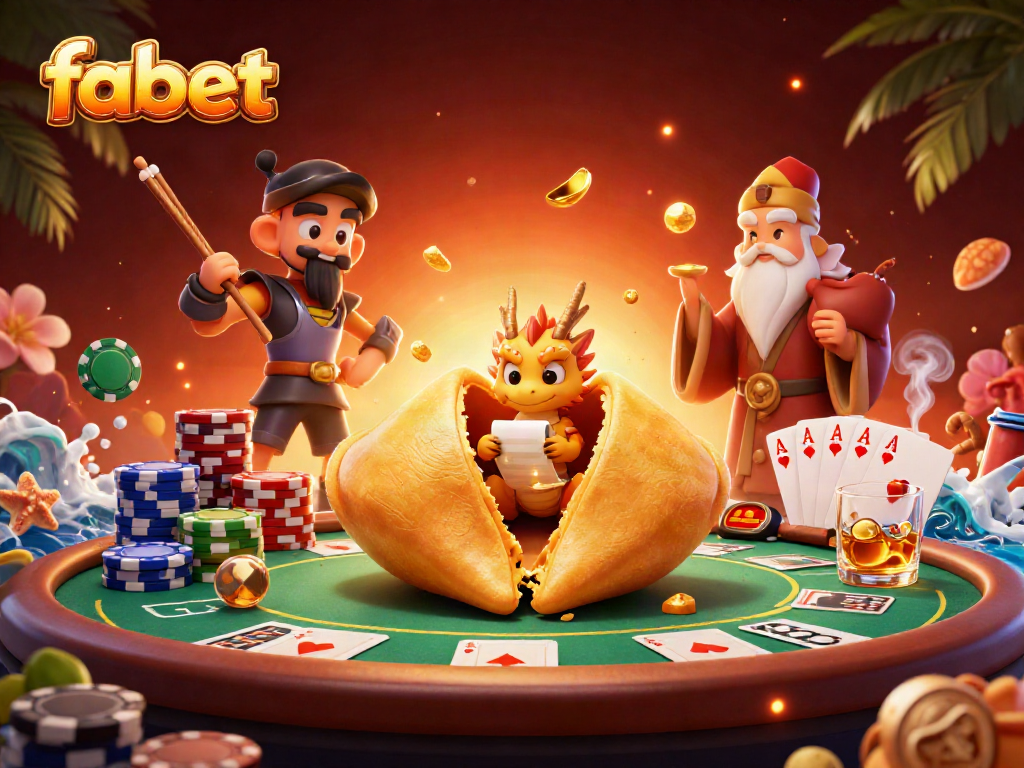 Experience thrilling gambling action with fabet's unique golden fortune cookie scene in colorful 3D.