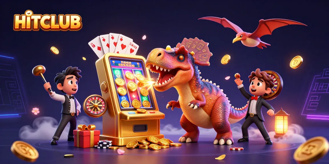 Experience the excitement of HITCLUB with a pachycephalosaurus hitting a jackpot while coins fly!