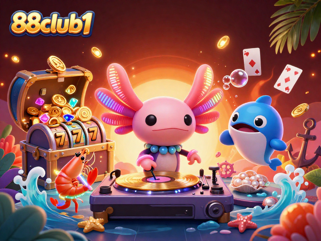 Experience thrilling gaming action at 88club1 with vibrant underwater casino elements and dynamic characters.