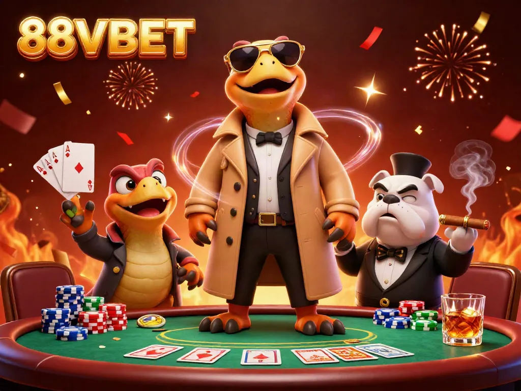Experience the humor of three raptors in a trench coat at the 88VBET casino entrance.