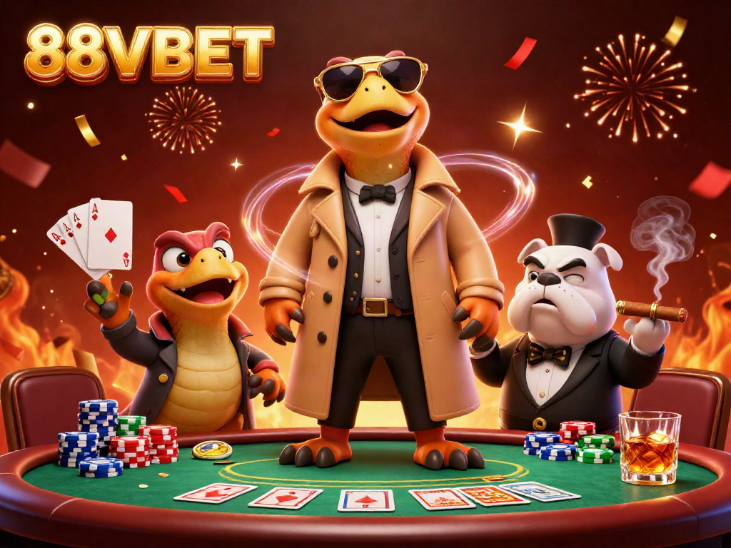 Experience the humor of three raptors in a trench coat at the 88VBET casino entrance.