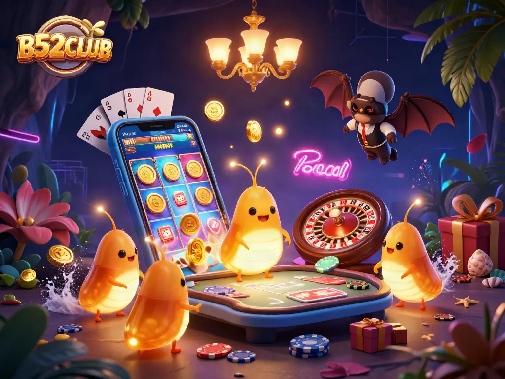 Play engaging games at B52CLUB featuring vibrant glowworms and rich casino action.