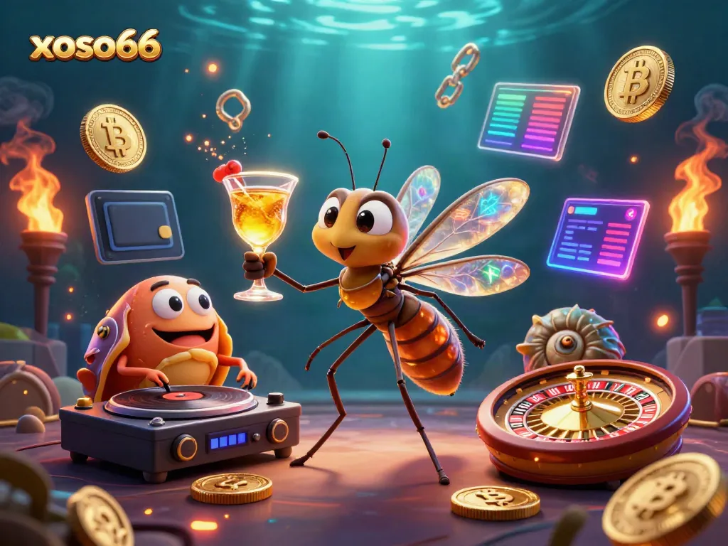 Engage in exciting gaming with xoso66, featuring a unique casino mascot and dynamic visuals.