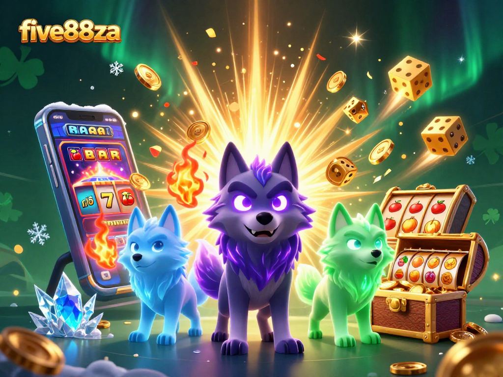 Experience winnings with five88za's vibrant slot machine scene and mystical wolf pack.