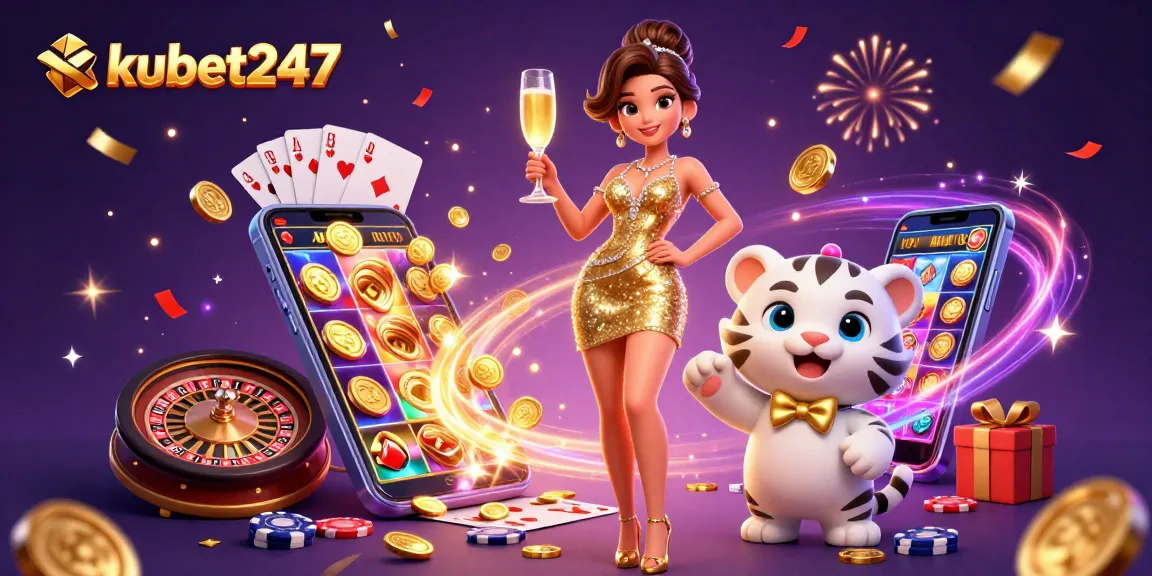 Experience exhilarating wins at kubet247 with this enticing casino scene filled with celebration and luck.