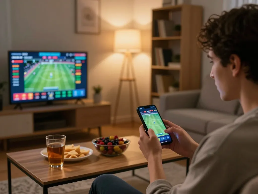 Exciting online betting experience on ok8386, smartphone displaying odds with cozy atmosphere