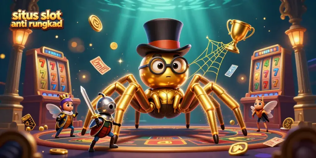 Gambarkan keseruan di situs slot anti rungkad dengan karakter menghibur dan elemen permainan halus.