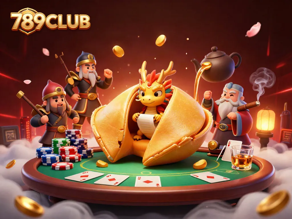 Play exciting poker at 789CLUB, where a wise dragon reveals fortunes amidst vibrant gaming elements.