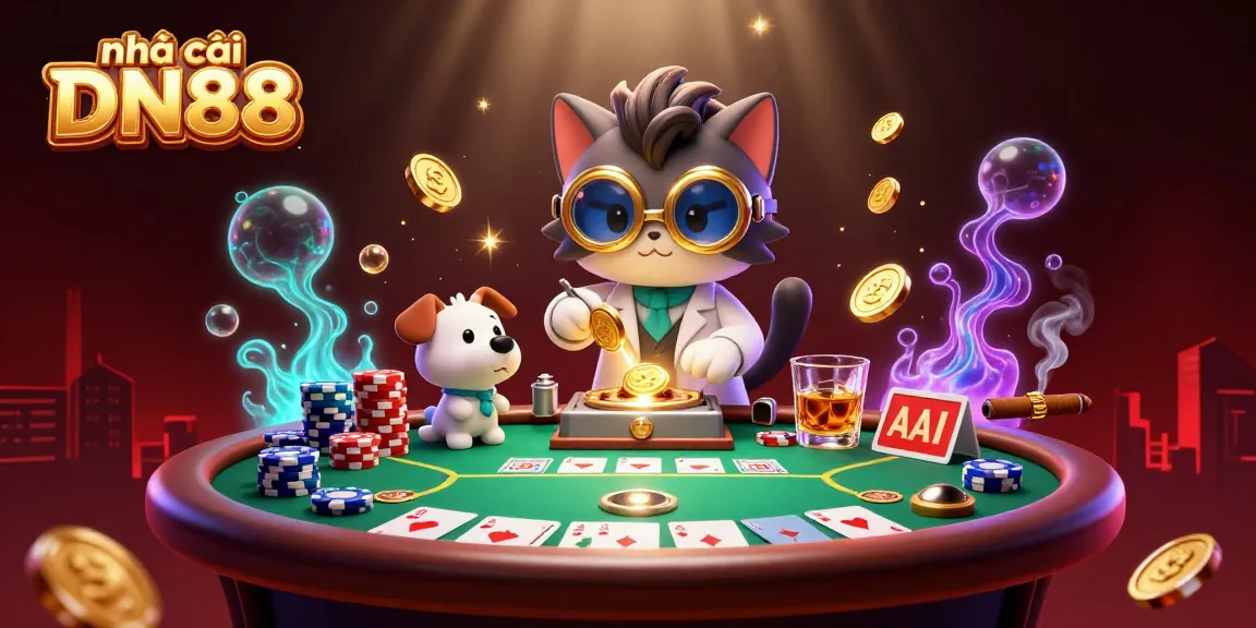 Experience the thrill of nhà cái DN88, where vibrant poker scenes come alive amidst a playful lab!