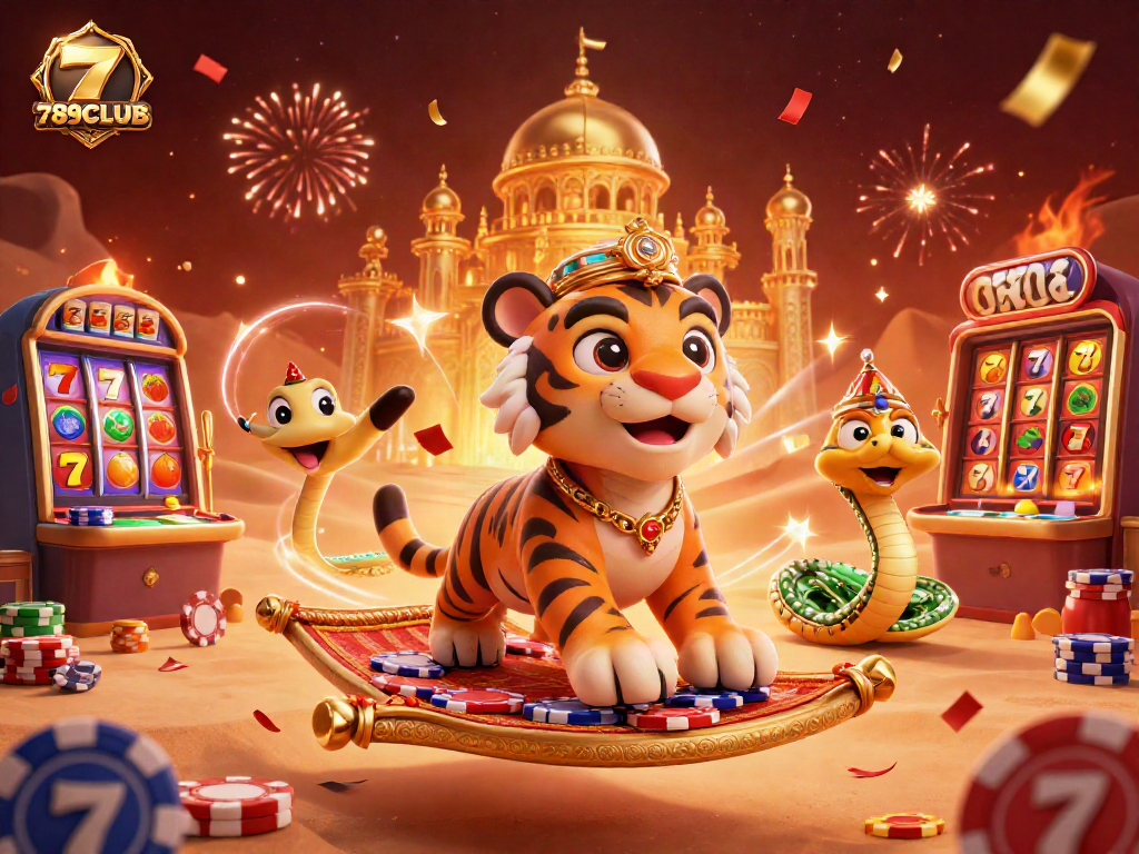 Experience the vibrant thrill of 789CLUB with a rich casino scene showcasing dynamic elements and captivating characters.