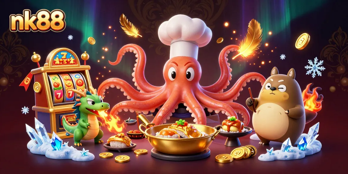 Engage in the nk88 casino experience with vibrant characters and captivating gold elements