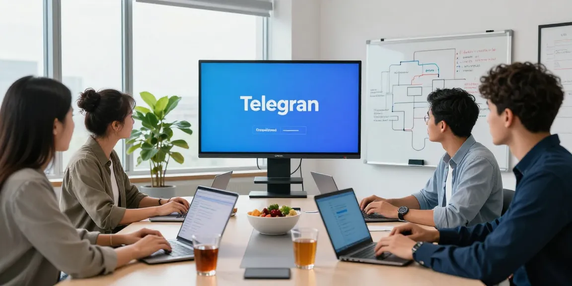 Collaborative workspace showcasing a diverse team discussing the benefits of Telegram download.