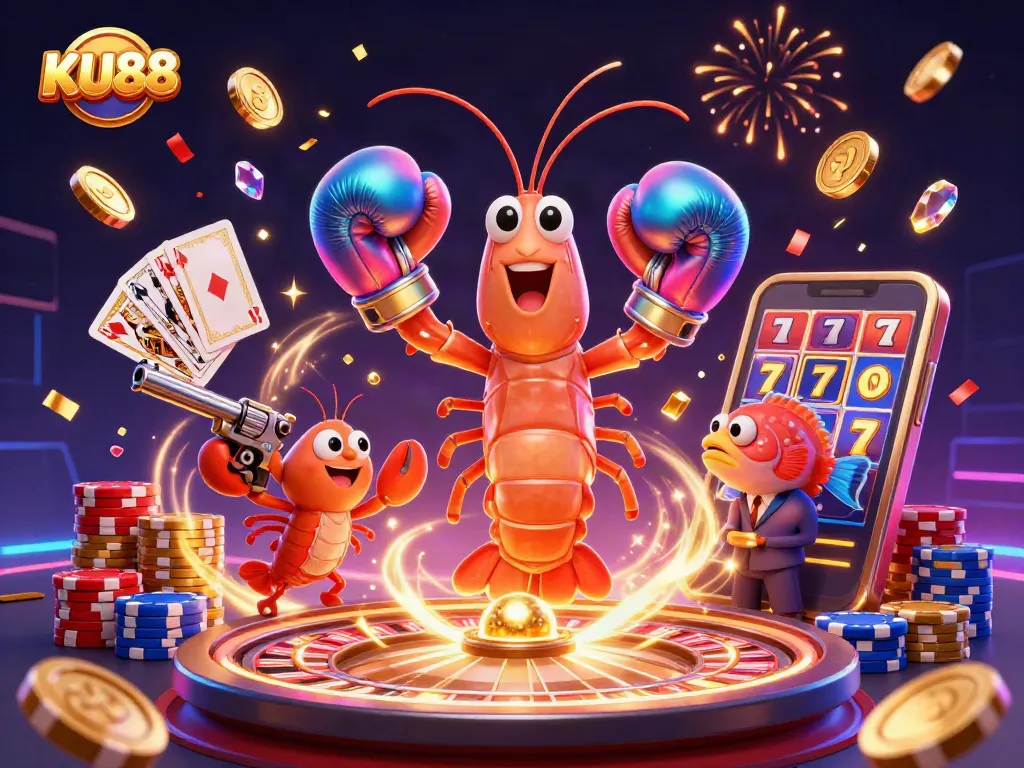 KU88 players spin rich jackpots and experience thrilling casino excitement with colorful characters.
