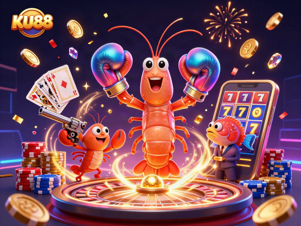 KU88 players spin rich jackpots and experience thrilling casino excitement with colorful characters.