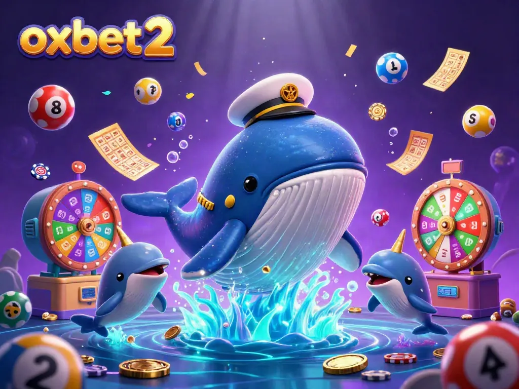 Engage in thrilling games at oxbet2 featuring a whale, narwhal, and dolphins in a vibrant casino scene.