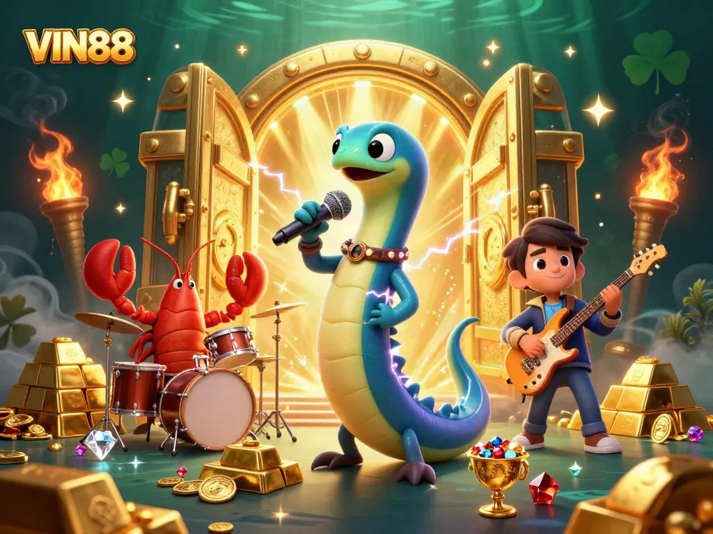 Spin the reels and win at VIN88 in this vibrant underwater casino scene.