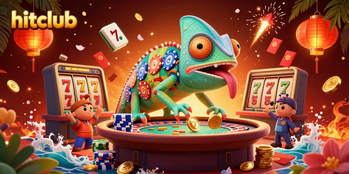 Experience the thrill of hitclub gaming as the colorful casino chameleon captures golden coins.