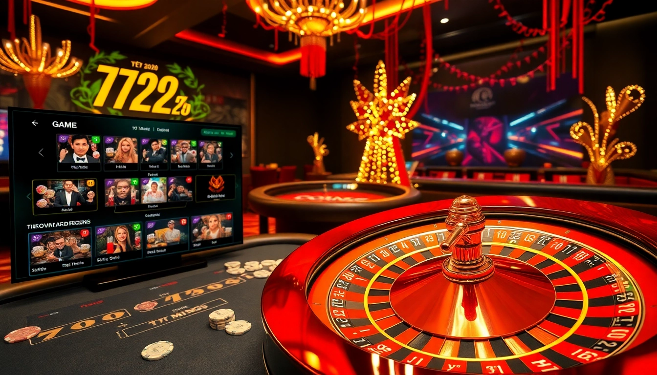 Experience the excitement of 79KING with vibrant casino elements including poker tables and roulette.