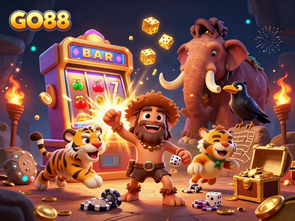 Experience exciting GO88 gaming with a dynamic casino scene featuring jackpot thrills and vibrant visuals.