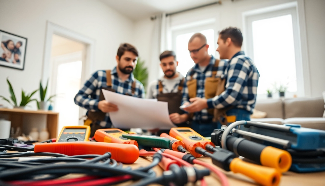 Skilled electricians in Vancouver install electrical systems in a well-lit home.