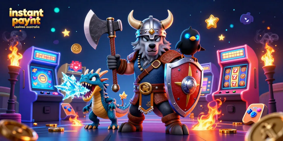 Experience thrilling wins at instant payout casinos Australia with our exciting gaming illustration!