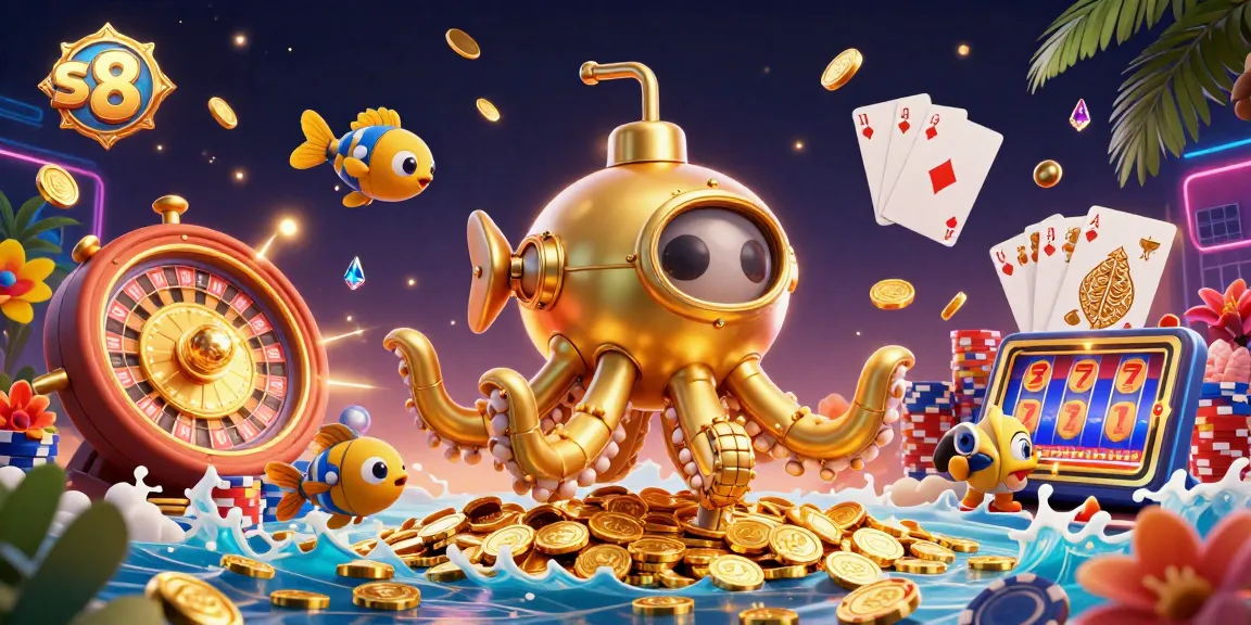 S8 offers thrilling gaming experiences with dynamic casino elements and a golden kraken submarine.