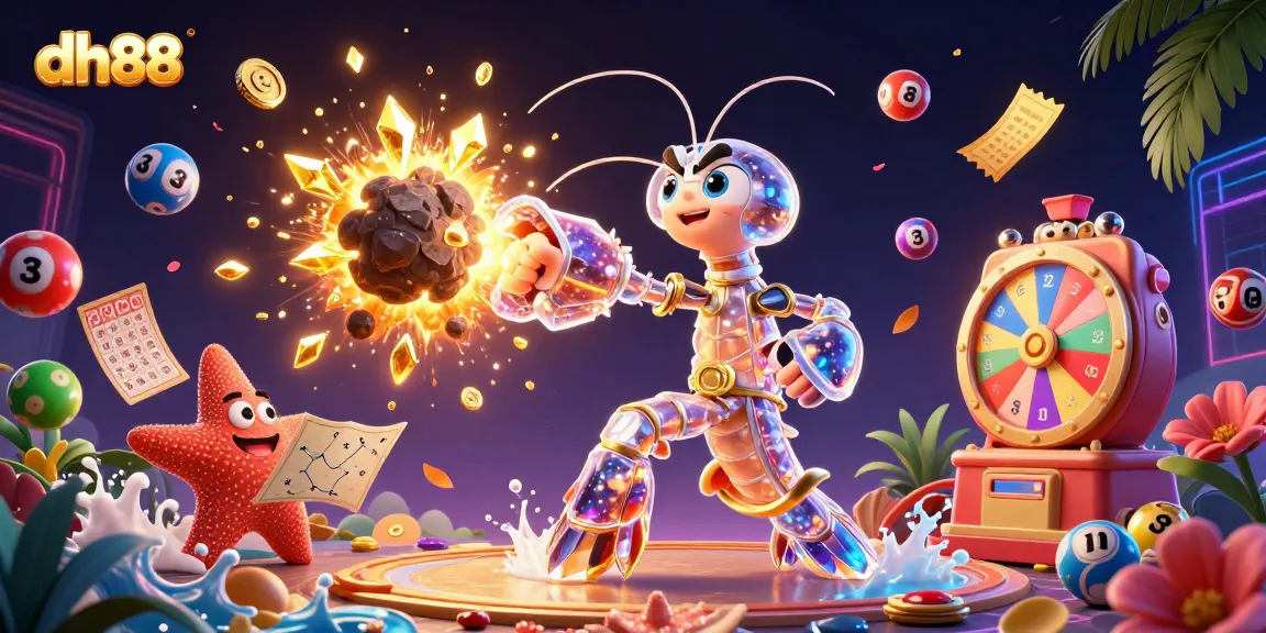 Experience the thrill of dh88 casino with vibrant games and dynamic prizes in this captivating digital art.