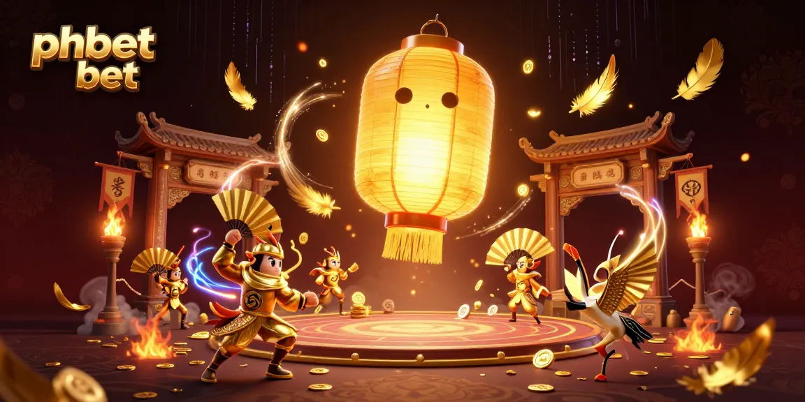 Experience thrilling action with phbet bet's golden lantern spirit and companions at a vibrant casino scene.